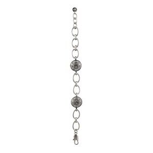 Dyrberg/Kern Linde Swarovski crystal linked medallion bracelet in Antique Silver
